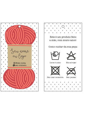 Tag de cuidados - 5x9cm - 50 unidades