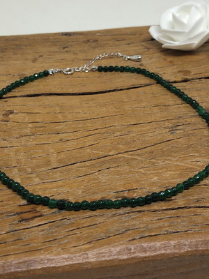 Choker agata verde 3mm- pedras naturais - banho ródio