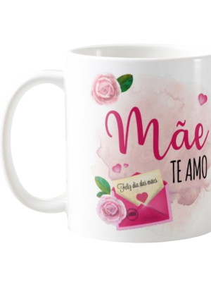 Caneca presente mãe te amo com fotos e frase de dia das mães
