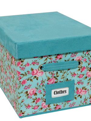 Caixa média super luxo - floral azul- cód 6344