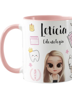 Caneca odontologia para dentista profissão com avatar