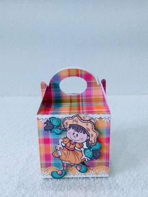 Caixa cubo com alça - festa junina