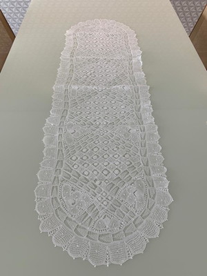 Caminho de mesa branco renda renascença 1,52m -panther