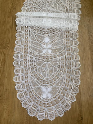 Caminho de mesa branco renda renascença 1,32m - pegasus