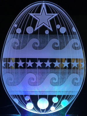 Luminária mesa/bancada em acrílíco led 3d rgb - ovo