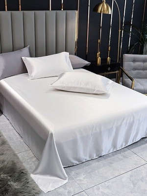 Lençol superior casal king com 2 fronhas cetim seda branco