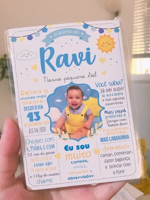 Ímã chalkboard raio de sol azul menino 365 sorrisos