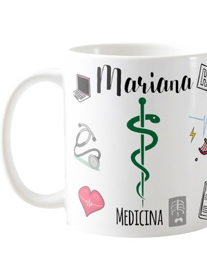 Caneca criativa personalizada com símbolo medicina com nome
