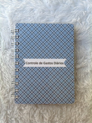Mini caderno de controle de gastos diário azul