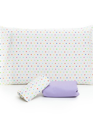 Jogo de cama mini cama poá com lençol de elástico lilás