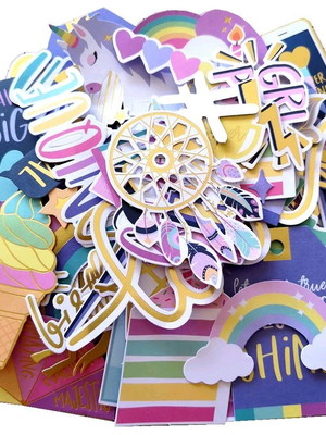 Die cuts com foil - unicórnio (132 peças)