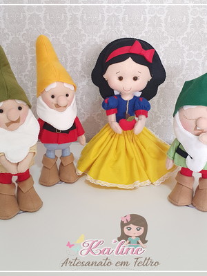 Kit branca de neve e anões - bonecos em feltro