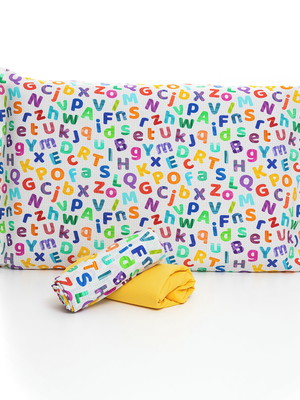 Jogo de cama mini cama letrinhas lençol de elástico amarelo