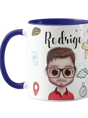 Caneca aviação profissão piloto avatar personalizado