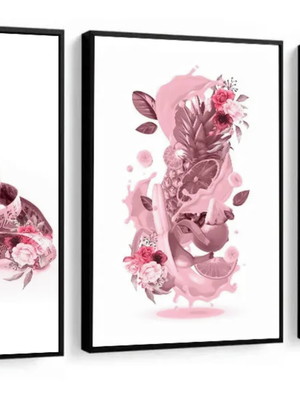3 quadros decoração profissões nutrição moderno moldura