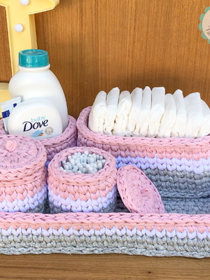 Kit higiene bebê em crochê | 5 peças