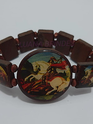 Pulseira dos santos de madeira c/elástico - 1 unidade