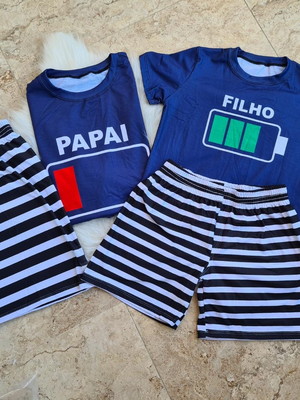 Kit de pijama verão pai e filho bateria acabando