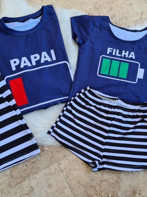 Kit de pijama verão pai e filho bateria acabando
