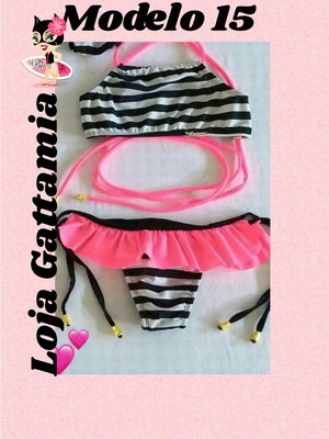 Biquini infantil cropped com amarração lateral