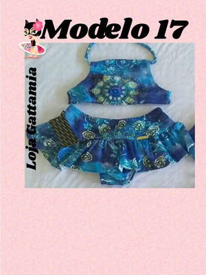 Biquini infantil cropped com calcinha sainha