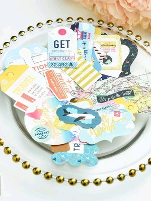 Die cuts com foil - travel (32 peças)