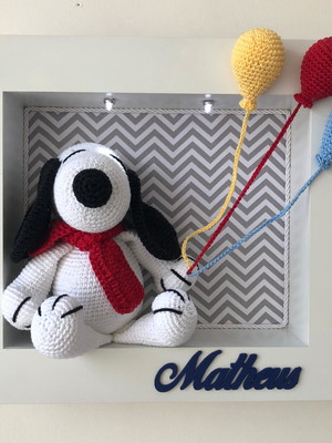 Quadro porta maternidade snoopy