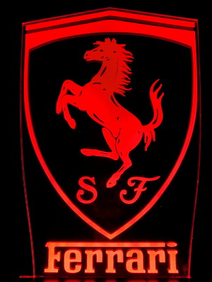 Luminária mesa/bancada acrílíco led 3d rgb - ferrari