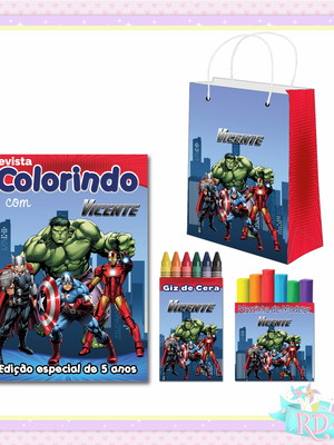 Kit colorir com massinha e sacolinha vingadores