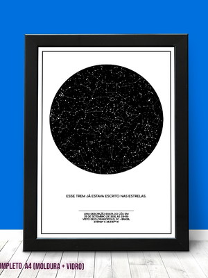 Quadrinho das estrelas branco | a4 - moldura e acrílico