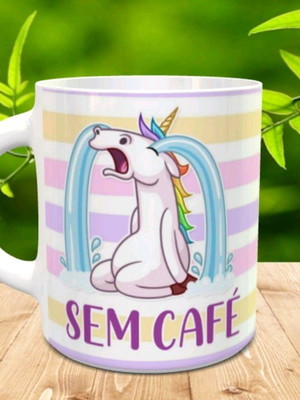 Caneca unicórnio com café sem café