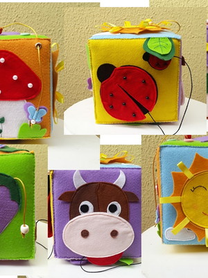 Cubo sensorial em feltro sol