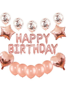 Kit balões confete bexigas festas decoração rose gold