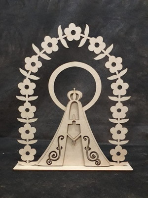 Nossa senhora aparecida em mdf cru com base