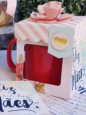 Caixa porta caneca dia das mães com caneca