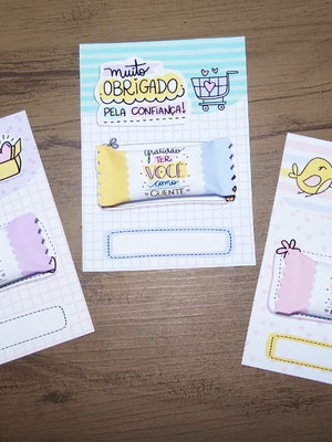 Tag cartão com balinha - brinde mimo para clientes