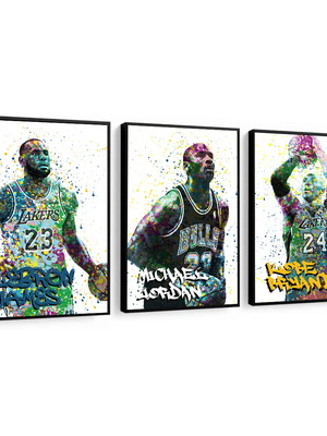 3 quadros jogadores de basquete molduras