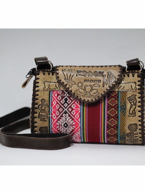 Bolsa peruana de couro legítimo