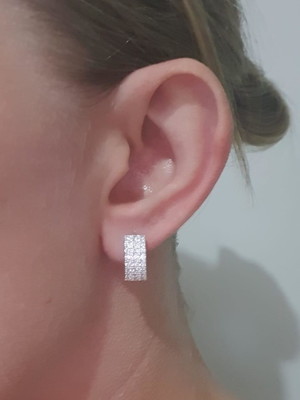 Brinco argola zirconia tam 16mm banhado prata