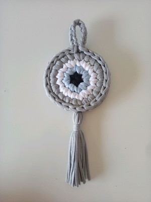 Mandala de olho grego em crochê com fio de malha