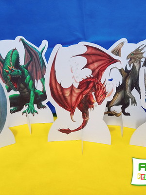 Kit com 05 display de mesa dragões elementais
