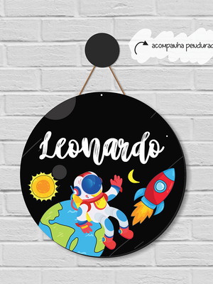 Enfeite porta maternidade astronauta personalizado