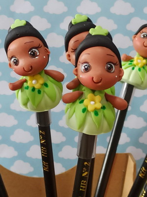 Ponteiras em biscuit princesa tiana