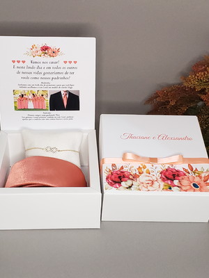 Convite padrinhos de casamento coral - caixa gravata