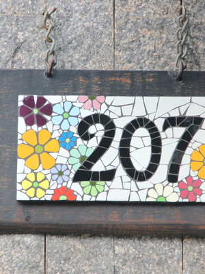Número em mosaico - florido
