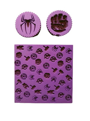 Ktx09 kit marcador texturar heróis biscuit confeitaria