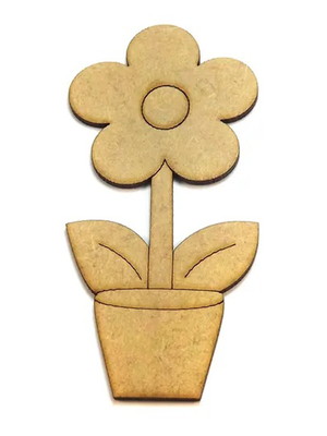 Kit c/12 apliques mdf margarida no vaso 8x4cm