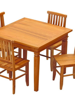 Conjunto mesa jantar 80x80 cm 4 cad mineira madeira natural