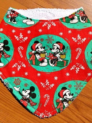 Babador atoalhado mickey natal