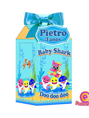 10 caixas milk baby shark pers. com aplique 3d sem laço